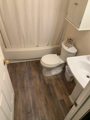 Another happy customer got a new floor, toilet and sink in their bathroom for under $1500!