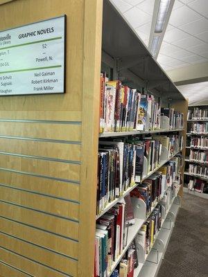 Shelves of graphic novels.