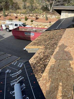 Brady Brother's Containers at an Aspen Roofing Job Site