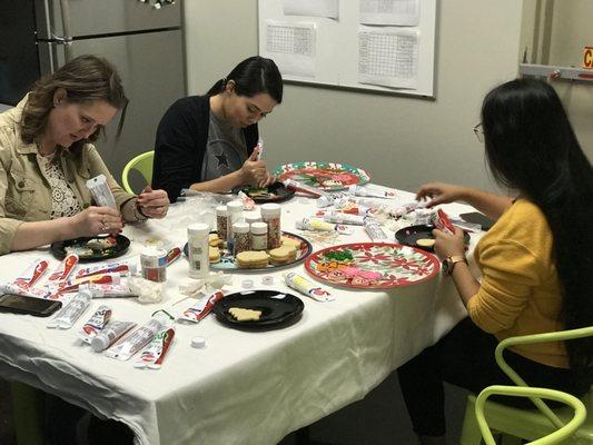 Team cookie decorating.