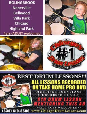 $10 TRIAL 30min. PRIVATE IN PERSON DRUM LESSON w/DVD