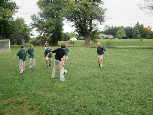 Kids outside for Phys Ed