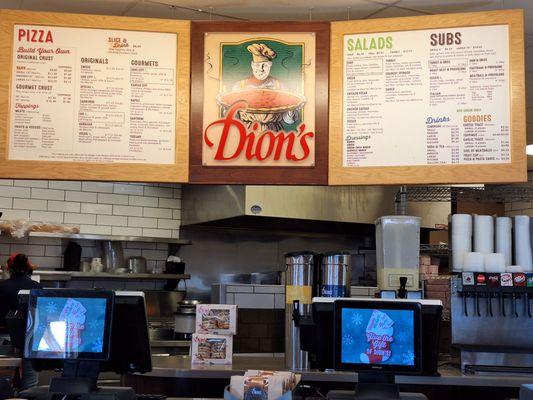 Menu board and front counter.