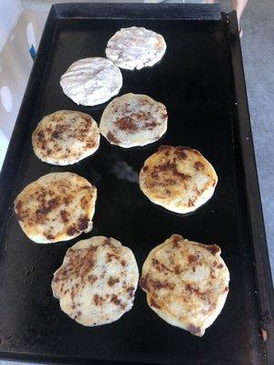 Pupusas getting ready to serve