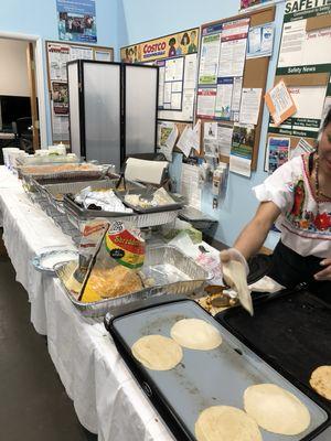 Hand made corn tortillas.