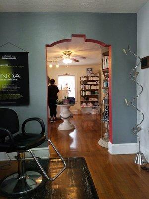 Interior view. Lots of great cosmetic and hair care products.