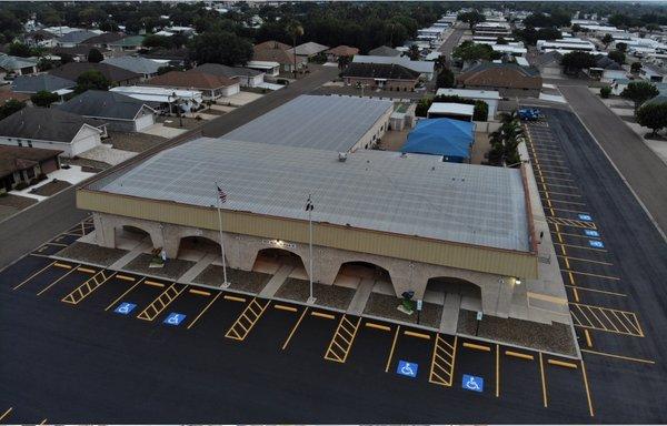 Sky view of Aladdin Villas after we Sealcoated the Parking lot