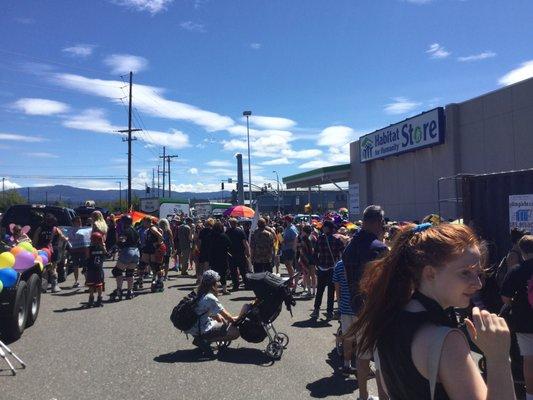 Pre-parade staging area