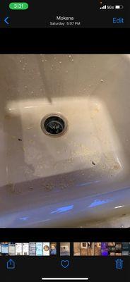 Dry wall compound stuck to sink