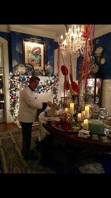 Head executive chef Gary preparing RMH main dining room for special reception.