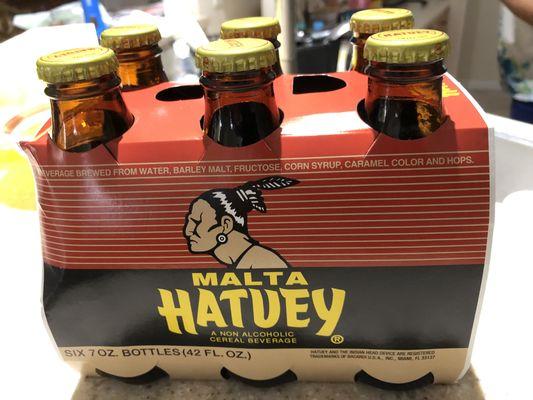 A six pack of Malta Hatuey - Cuban non alcoholic beverage!