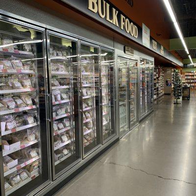 Bulk food section inside Natural Grocers  in Wichita Falls, Texas.