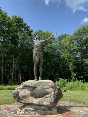 Nearby Native American Statue. "Hail to the Sunrise". Located in Mohawk trail State Park.