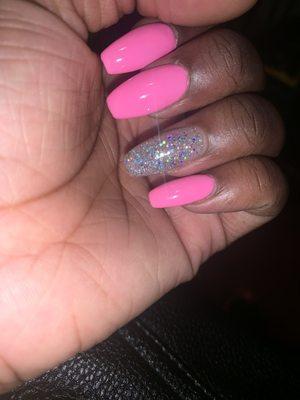 Pink nails & glitter