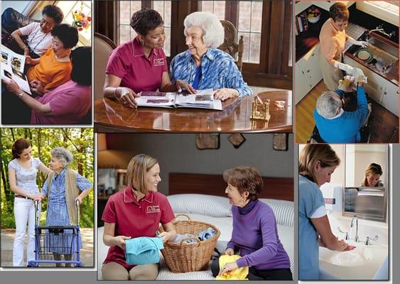 Caregivers helping clients