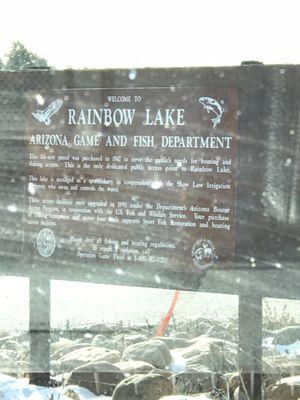 Rainbow Lake entrance sign