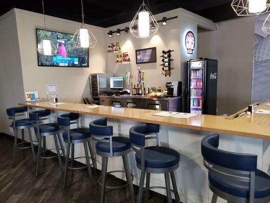 Bar area where we serve beer and wine along woth sodas and other beverages.