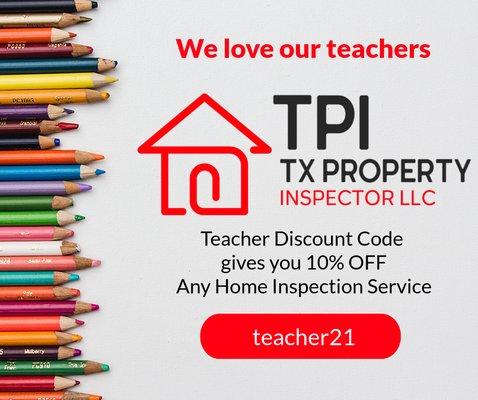 www.txpropertyinspector.com teacher discount code