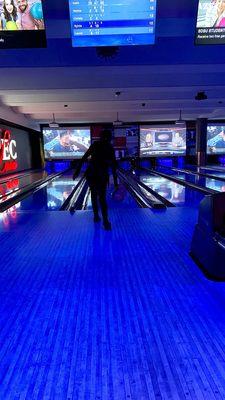 Aztec Lanes. Turning the lights down low! SDSU.