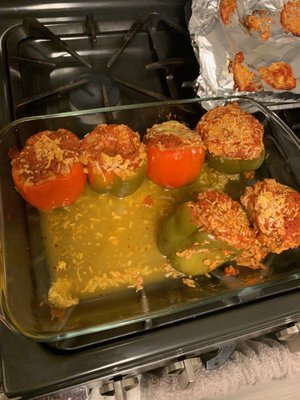 Stuffed Peppers made by my Anthony with Stella's Peppers