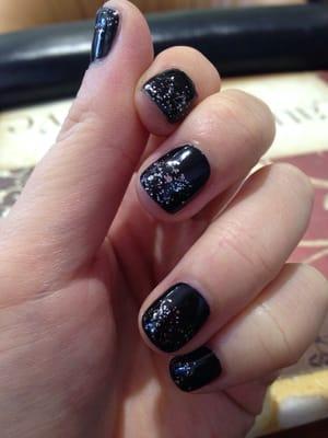 Black gel with sparkle over it