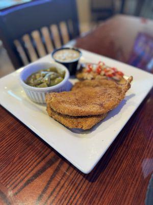 Pork chop special with  potatoes and green beans