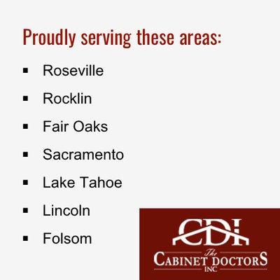 Cabinet Doctors proudly serves customers in these areas, including vacation homes in North Lake Tahoe.