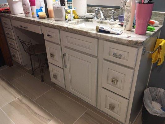 Bathroom almost done still working on it, Look at hardware on drawers, simply beautiful!