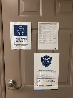 Front door with safety rules.