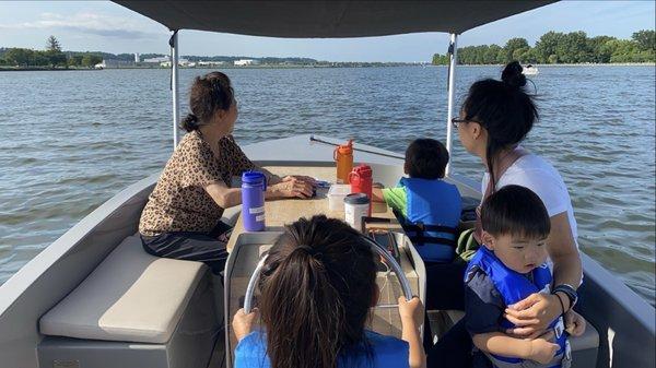 Kids' breakfast on the water.