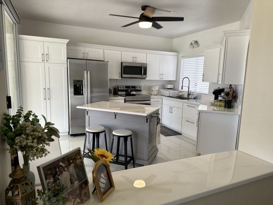 After! New Matte White Shaker Acrylic Cabinet Doors (that I love)