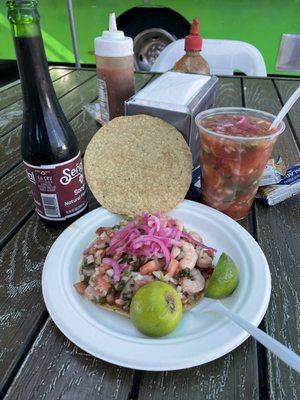 Shrimp Cocktail & Ceviche de Camaron.