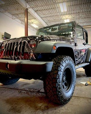 Custom Printed Topographic Vinyl on Jeep wrangler