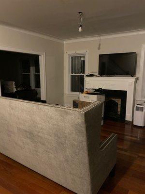 Living room after! The colors and ceiling look amazing!