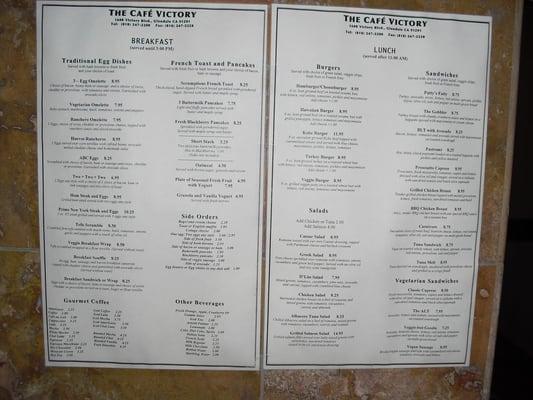 The menu