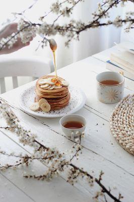 Sunday morning Treat:  Pancakes made with almond flour with a touch of maple syrup.  Too wonderful!