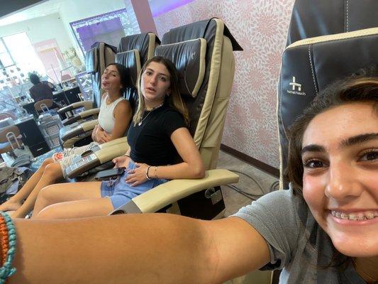 Me and my friends getting nails done  I love tips and toes