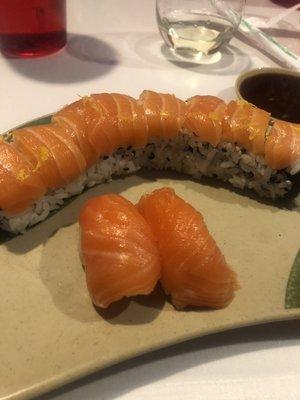 Florida roll and pair of salmon sushi- very small!