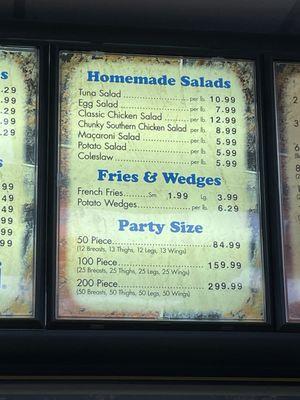 Salads, fries and party size options