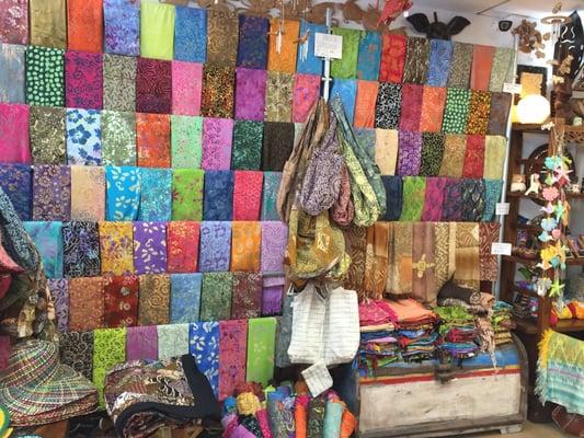 Large selection of sarongs and scarves