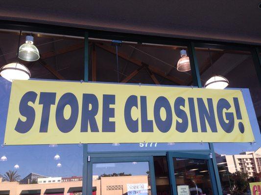 The store's closing out front at Db Shoes in Emeryville.