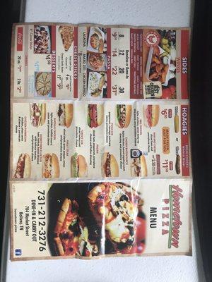 Front side of Menu