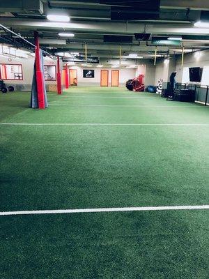 Our facility features two fully turfed rooms