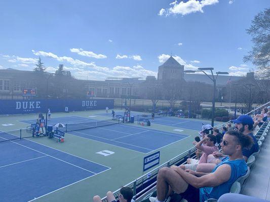 Blue sky at The Blue Devils Tennis Courts . Durham NC