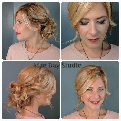 Wedding hair and makeup for a bridal trial in the studio