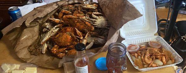 A feast... also, if you've never had steamed crabs with cheddar cheese and gherkin pickles, you're missing out