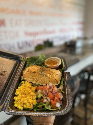 Southwestern bowl w/ a side of salmon