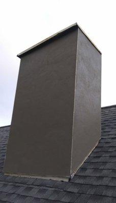 Sand float stucco texture finish on chimney. Customer was very impressed with the results.