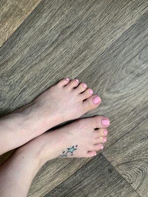 Pedi with OPi baby pink done by Cindy