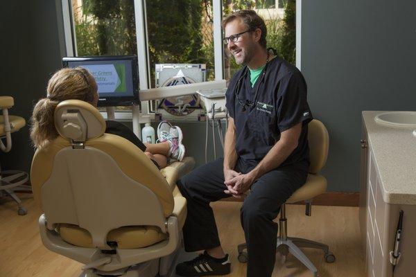 Dr. Chris Haag with his dental patient.